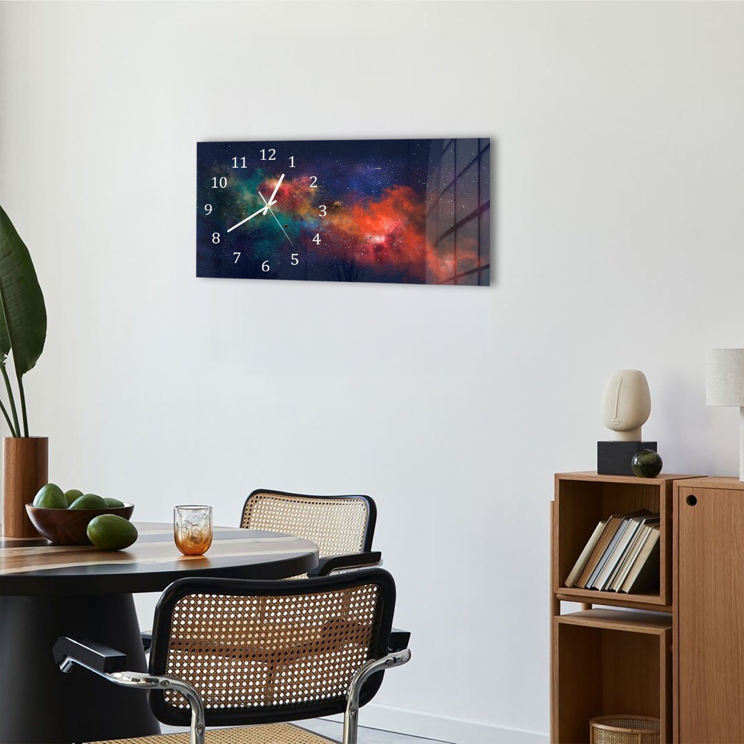 Wanduhr 60x30 - Bunter Himmel