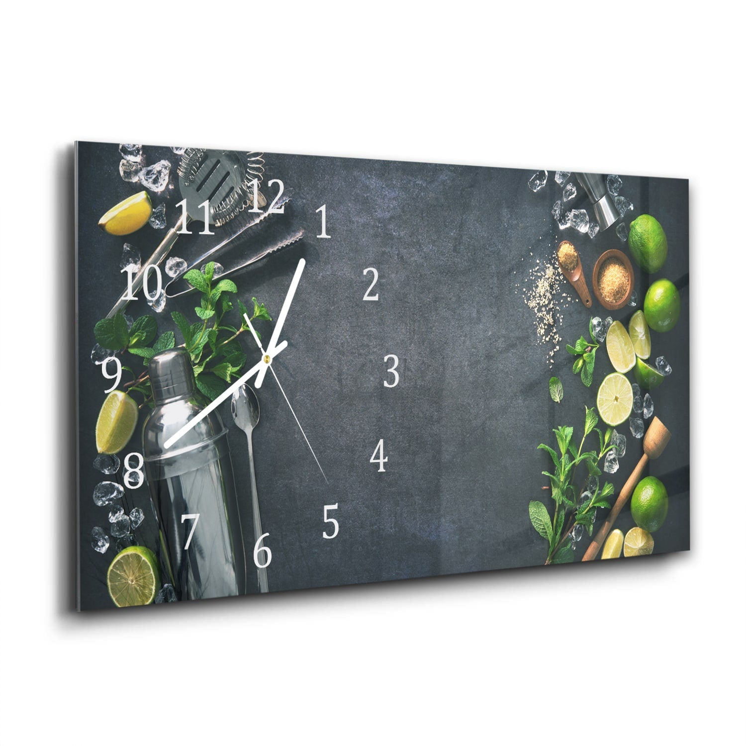 Wanduhr 60x30 - Cocktailzubereitung