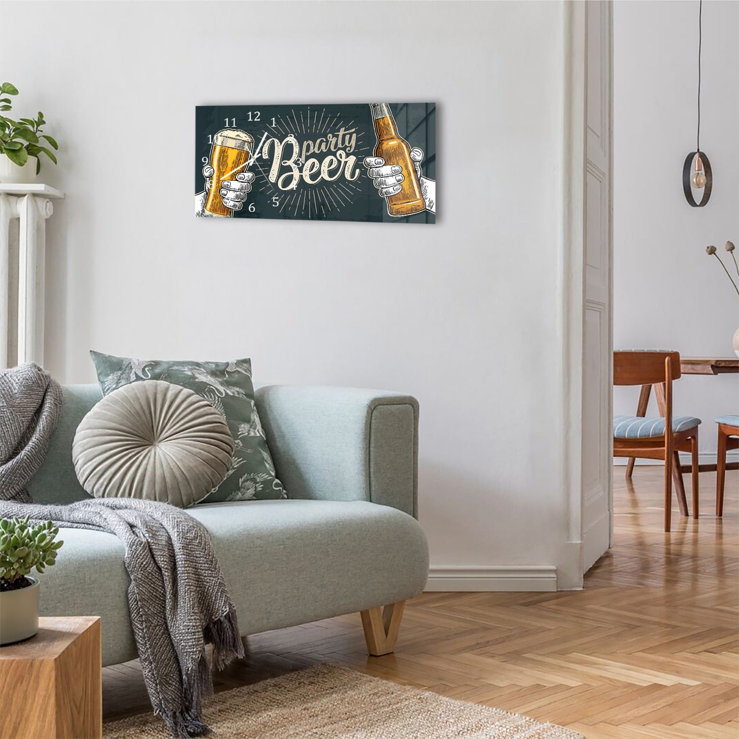 Wanduhr 60x30 - Ein Bier dazu