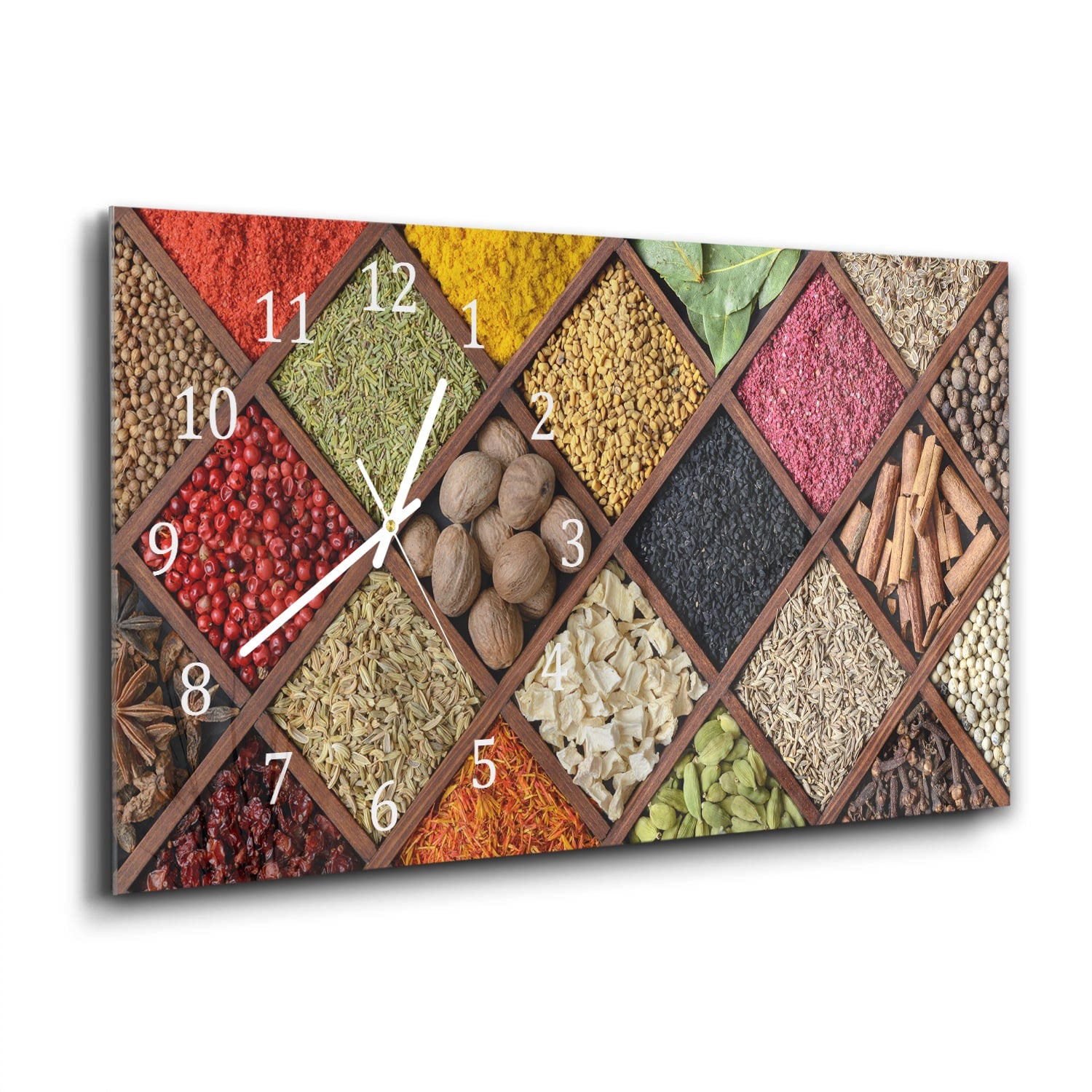 Wanduhr 60x30 - Gewürze-Mosaik