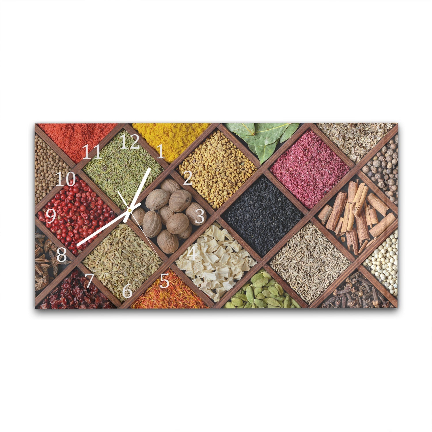 Wanduhr 60x30 - Gewürze-Mosaik