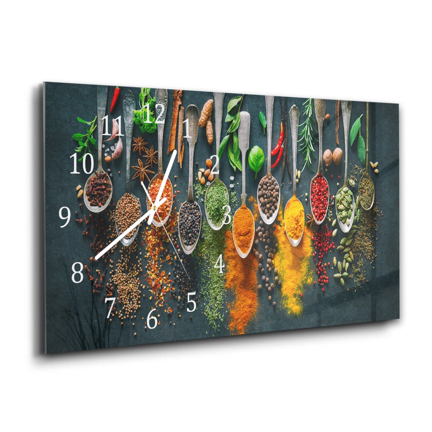 Wanduhr 60x30 - Bunte Kräuterexplosion