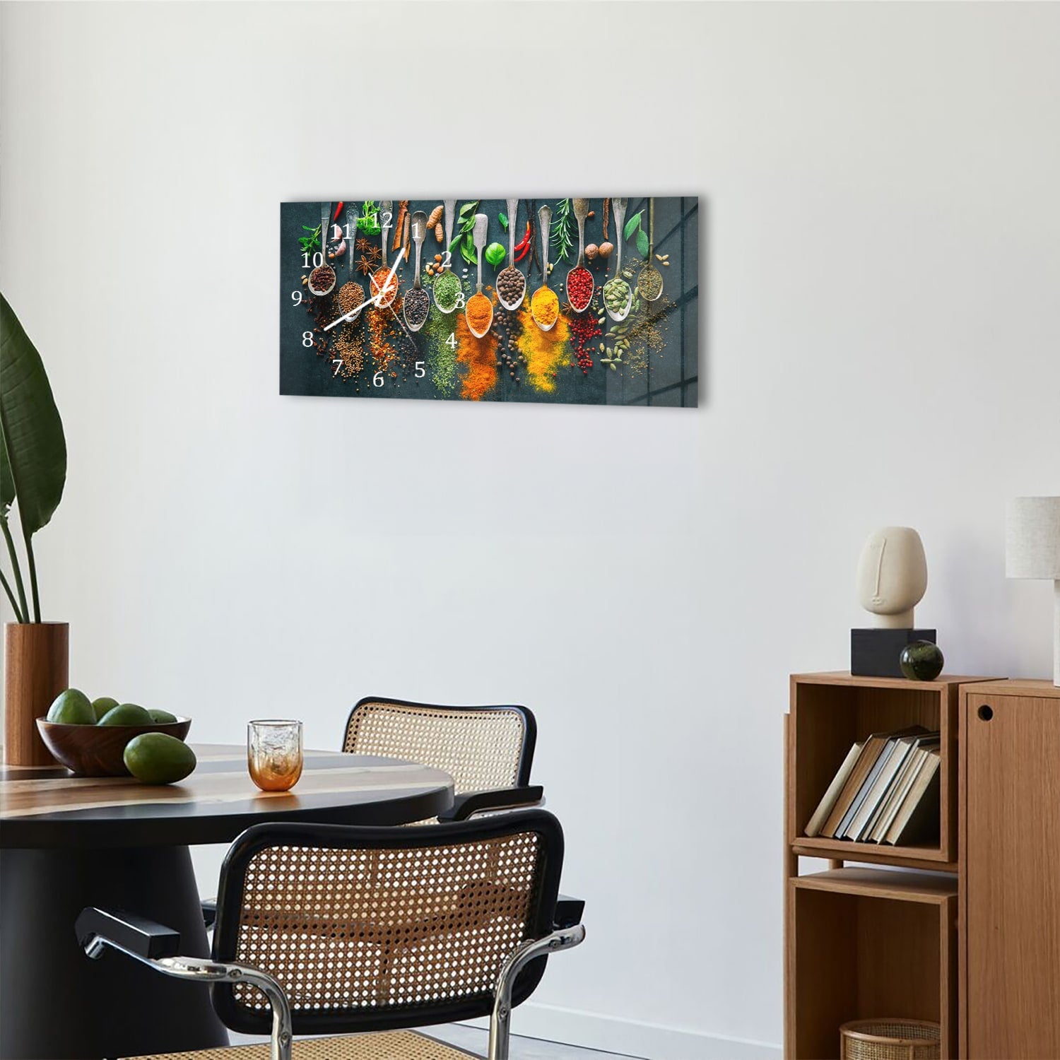 Wanduhr 60x30 - Bunte Kräuterexplosion