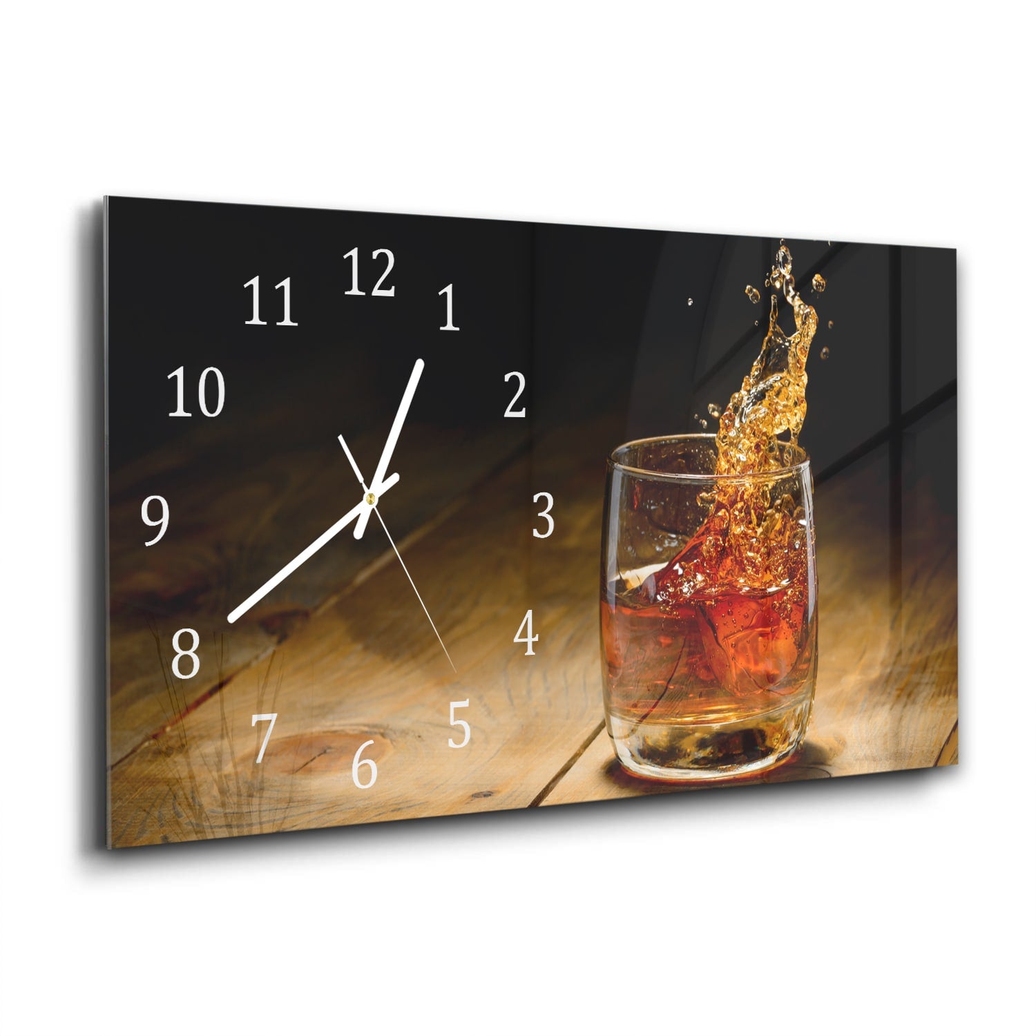 Wanduhr 60x30 - Whisky-Splash