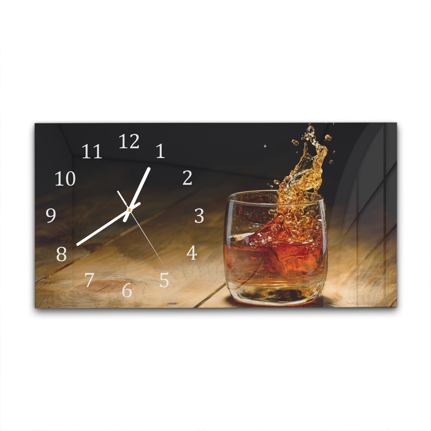 Wanduhr 60x30 - Whisky-Splash