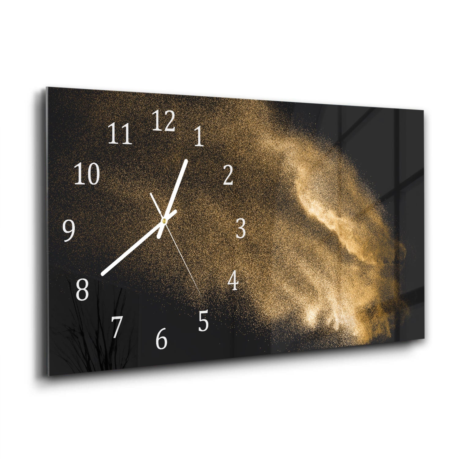 Wanduhr 60x30 - Goldene Sandexplosion