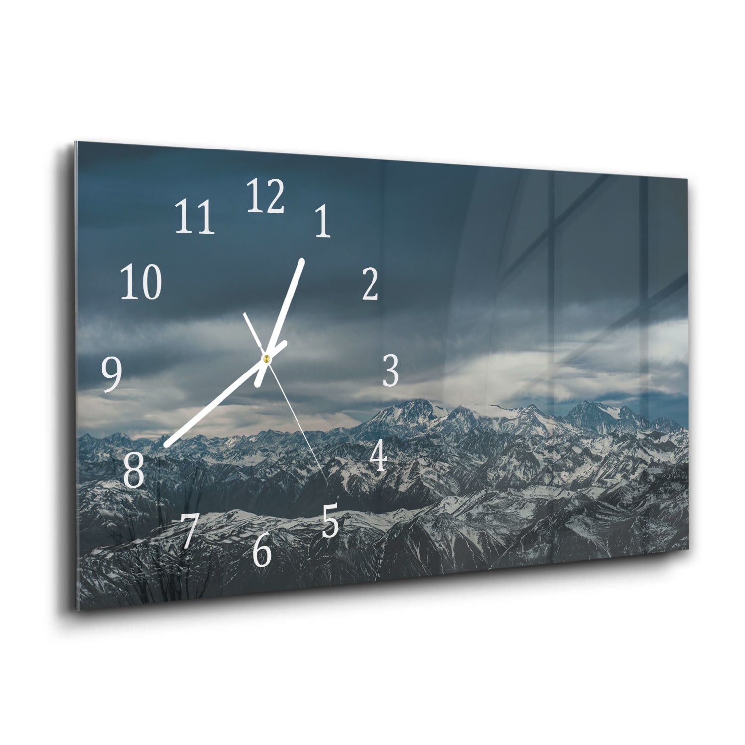 Wanduhr 60x30 - Berggipfel im Winter