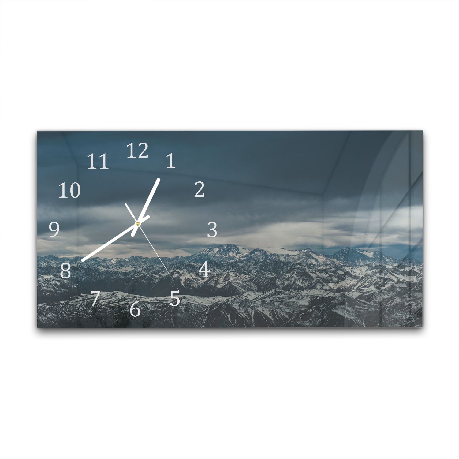 Wanduhr 60x30 - Berggipfel im Winter