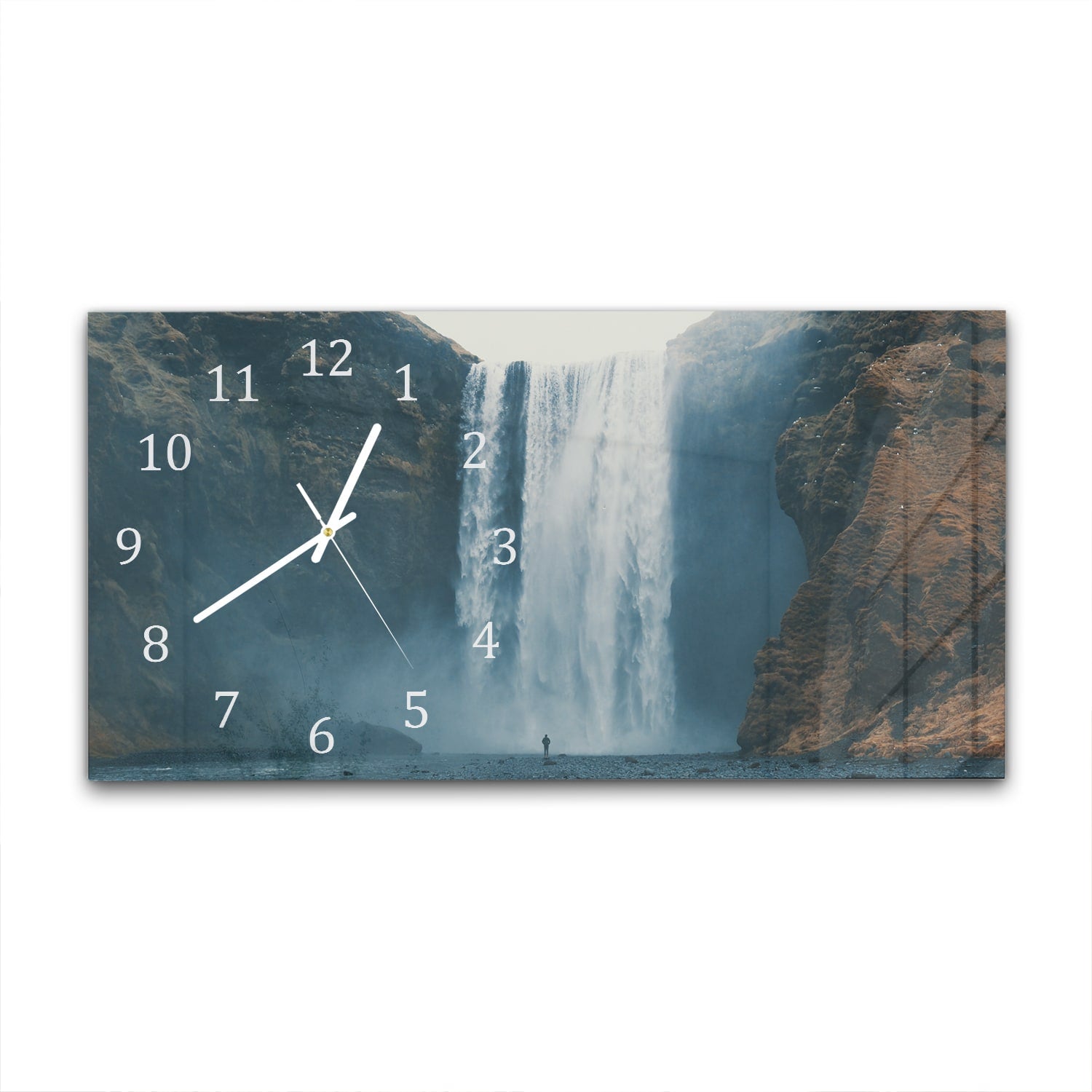 Wanduhr 60x30 - Wasserfall bei Skógafoss