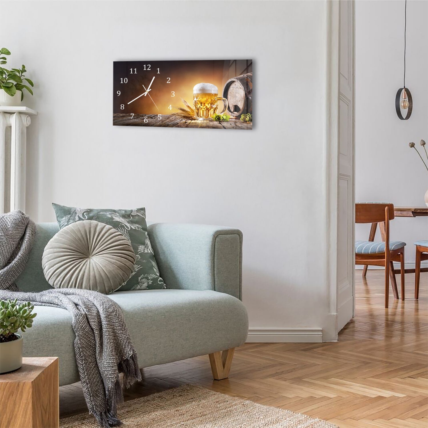 Wanduhr 60x30 - Bier im Fass