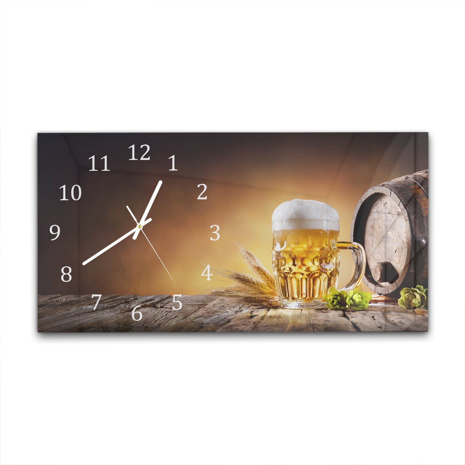 Wanduhr 60x30 - Bier im Fass