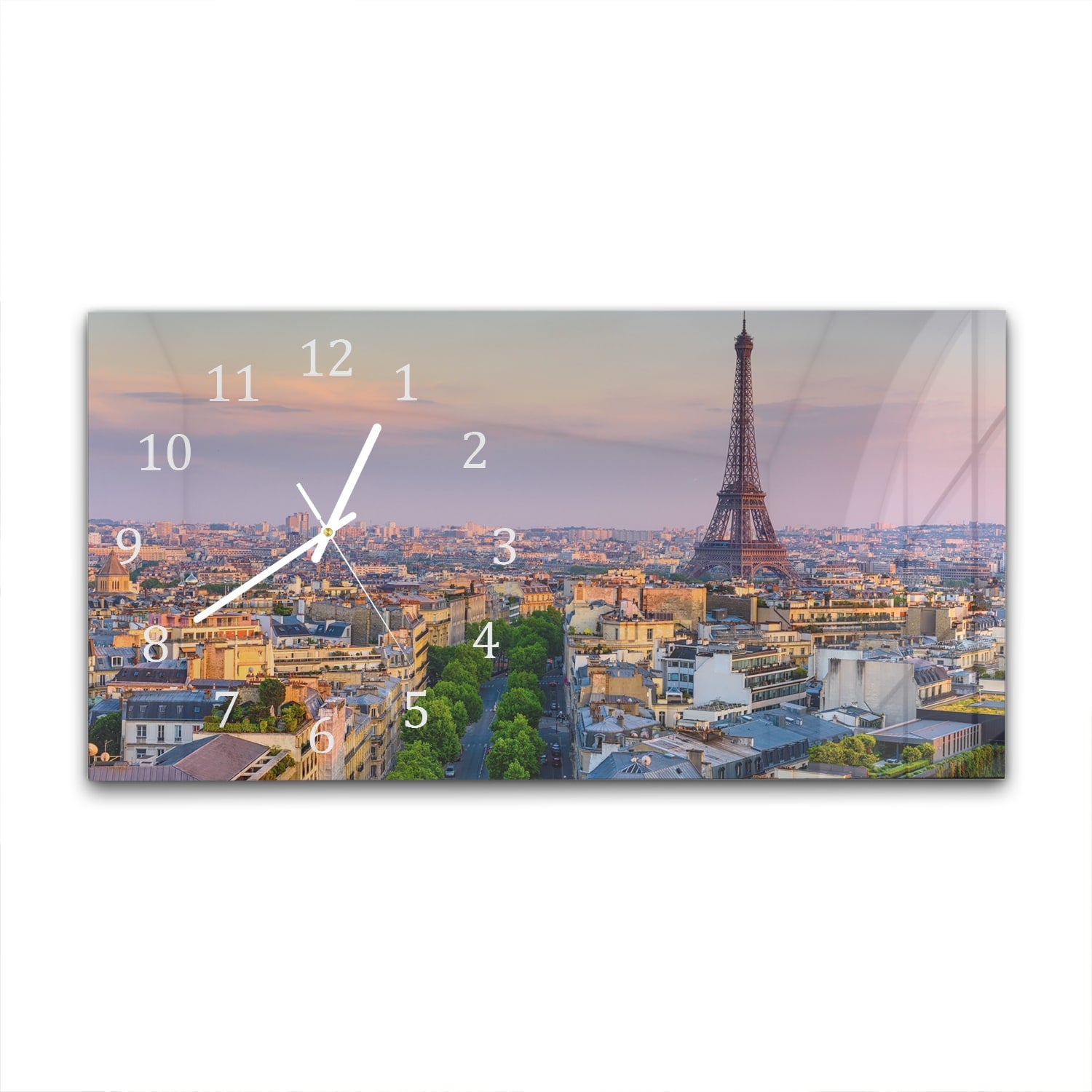 Wanduhr 60x30 - Eiffelturm bei Sonnenuntergang