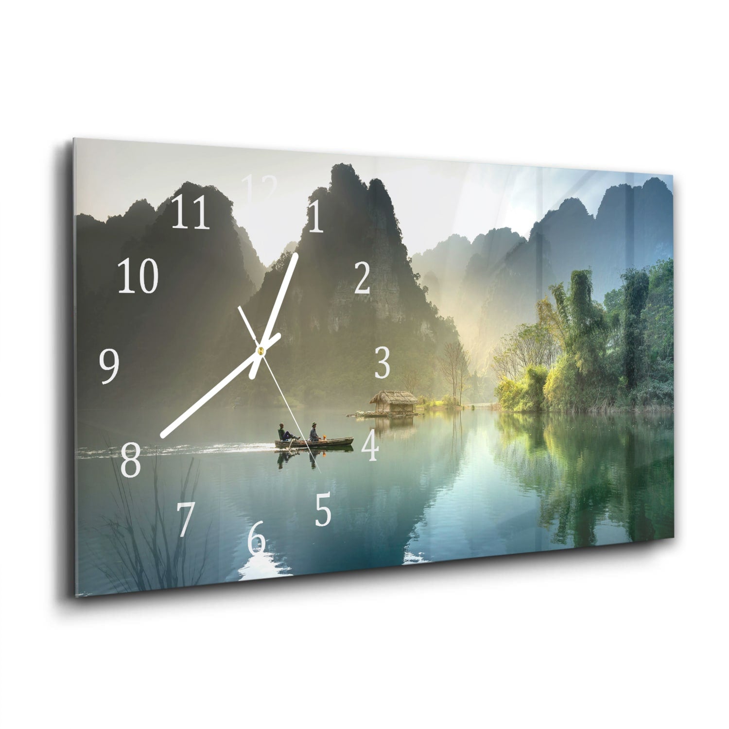 Wanduhr 60x30 - Nebelige Berge