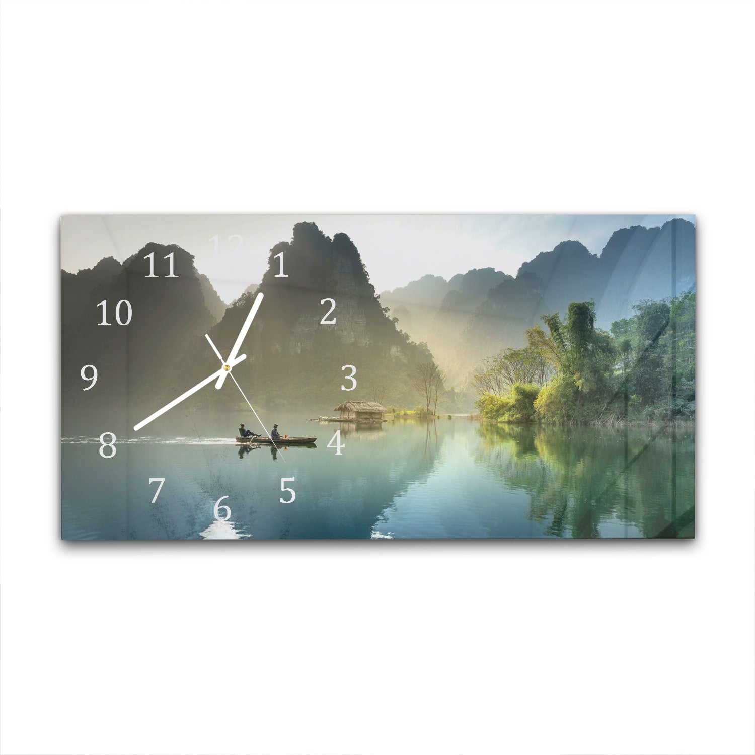 Wanduhr 60x30 - Nebelige Berge