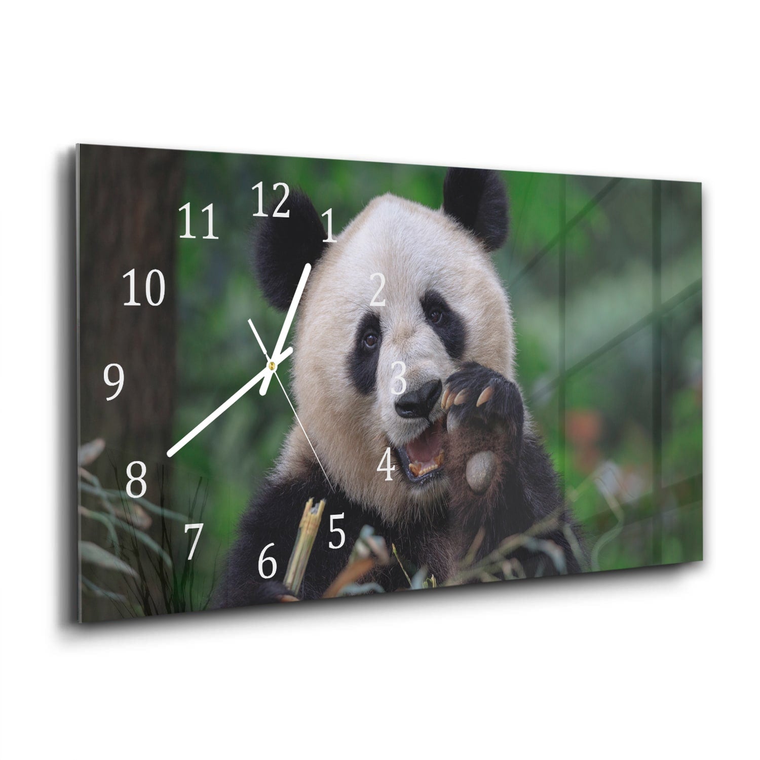 Wanduhr 60x30 - Glücklicher Panda