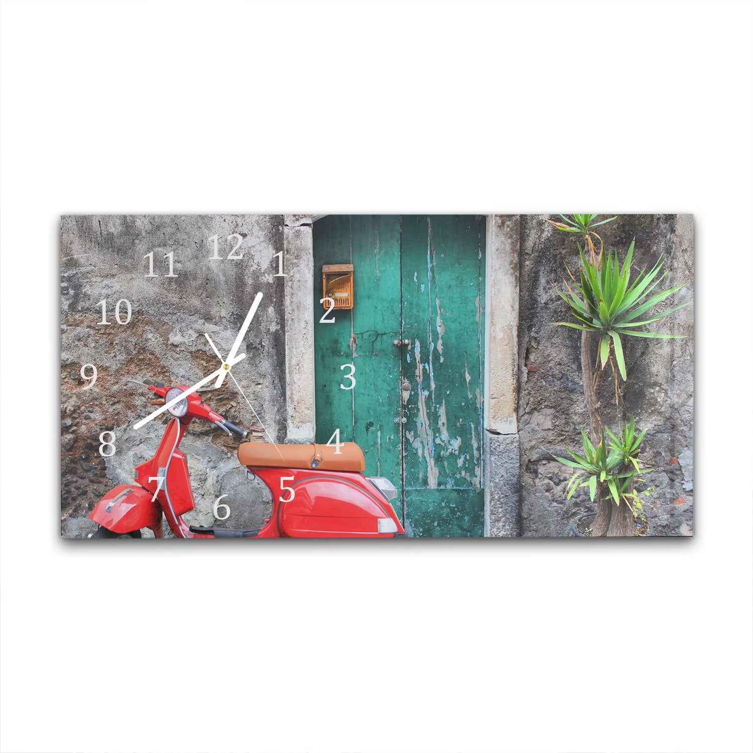 Wanduhr 60x30 - Retro-Roller bei alter Tür