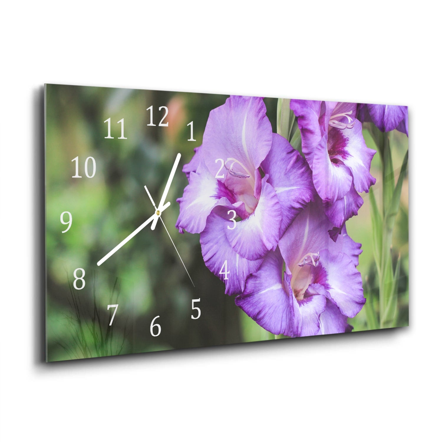 Wanduhr 60x30 - Lila Gladiolen