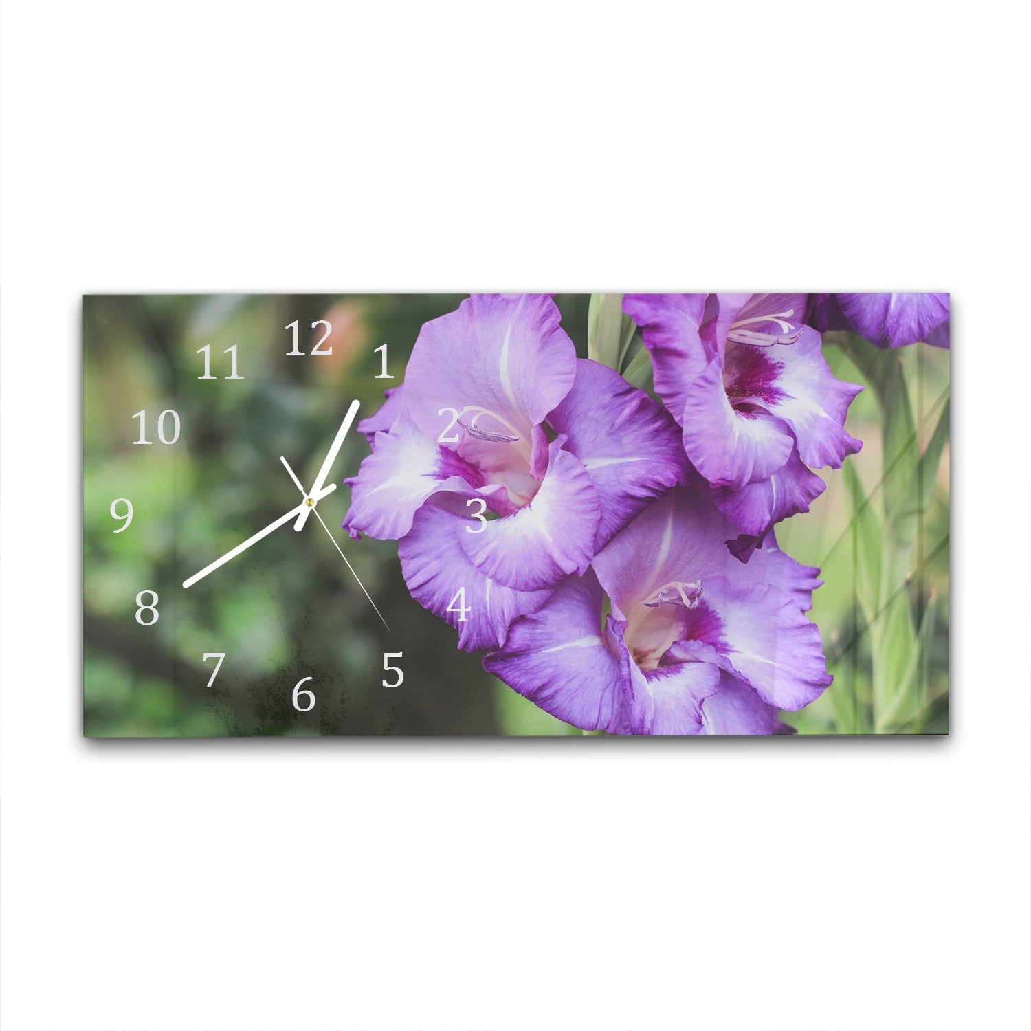 Wanduhr 60x30 - Lila Gladiolen