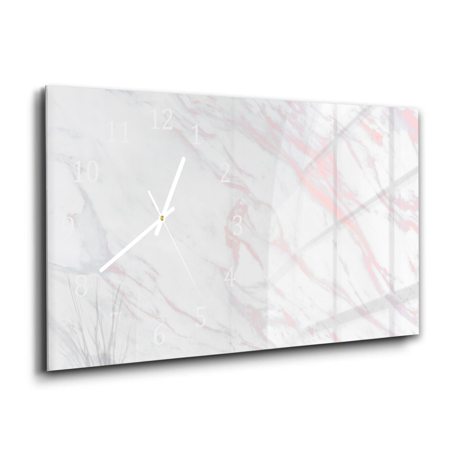 Wanduhr 60x30 - Rosa und weißer Marmor