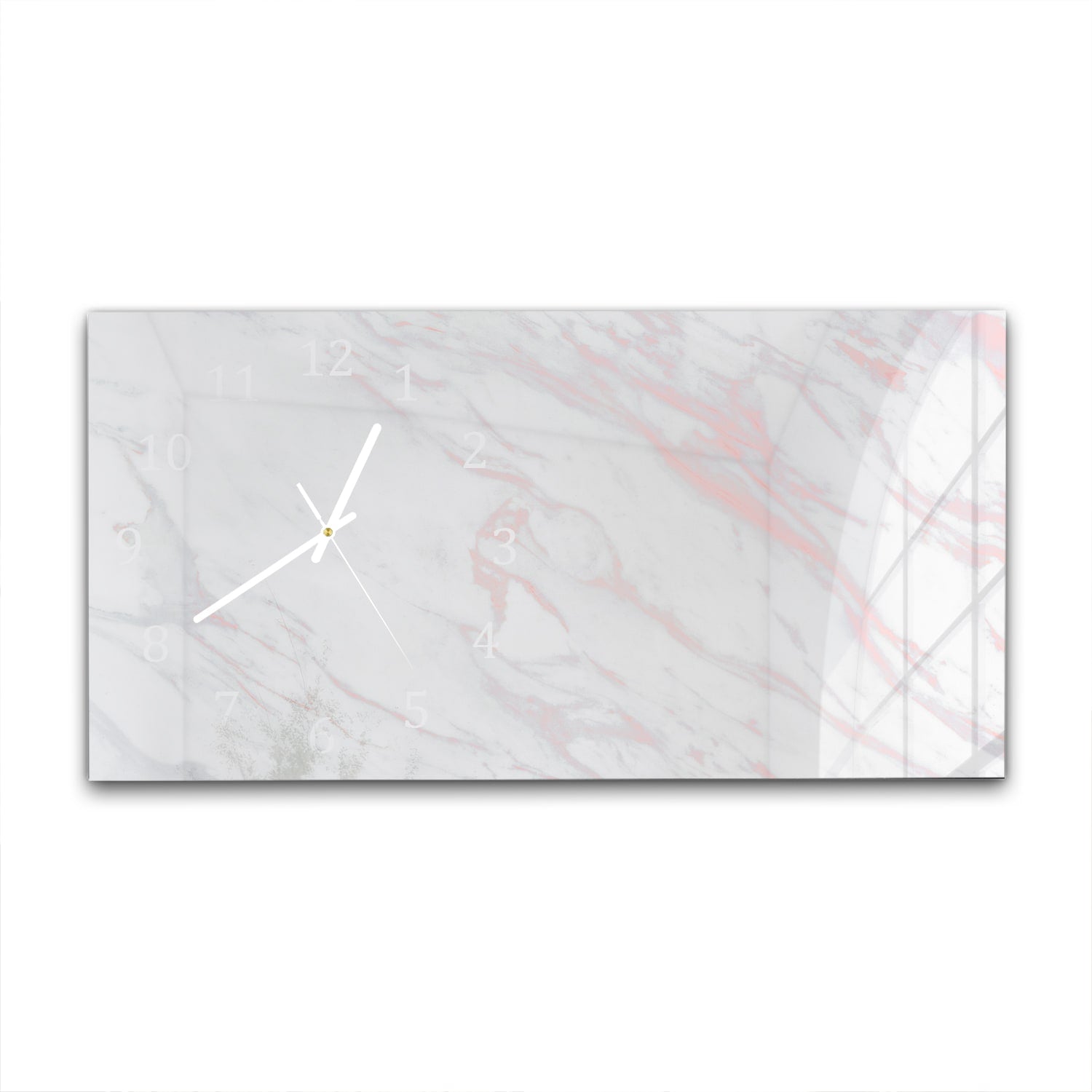 Wanduhr 60x30 - Rosa und weißer Marmor