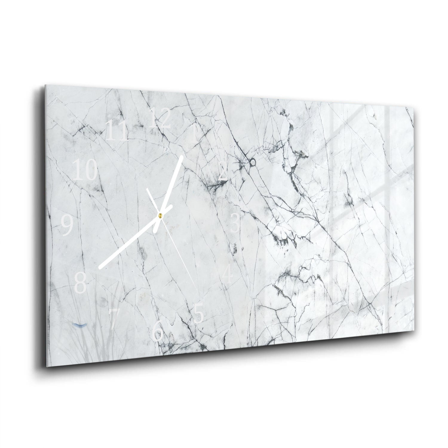 Wanduhr 60x30 - Schwarz-weißer Marmor