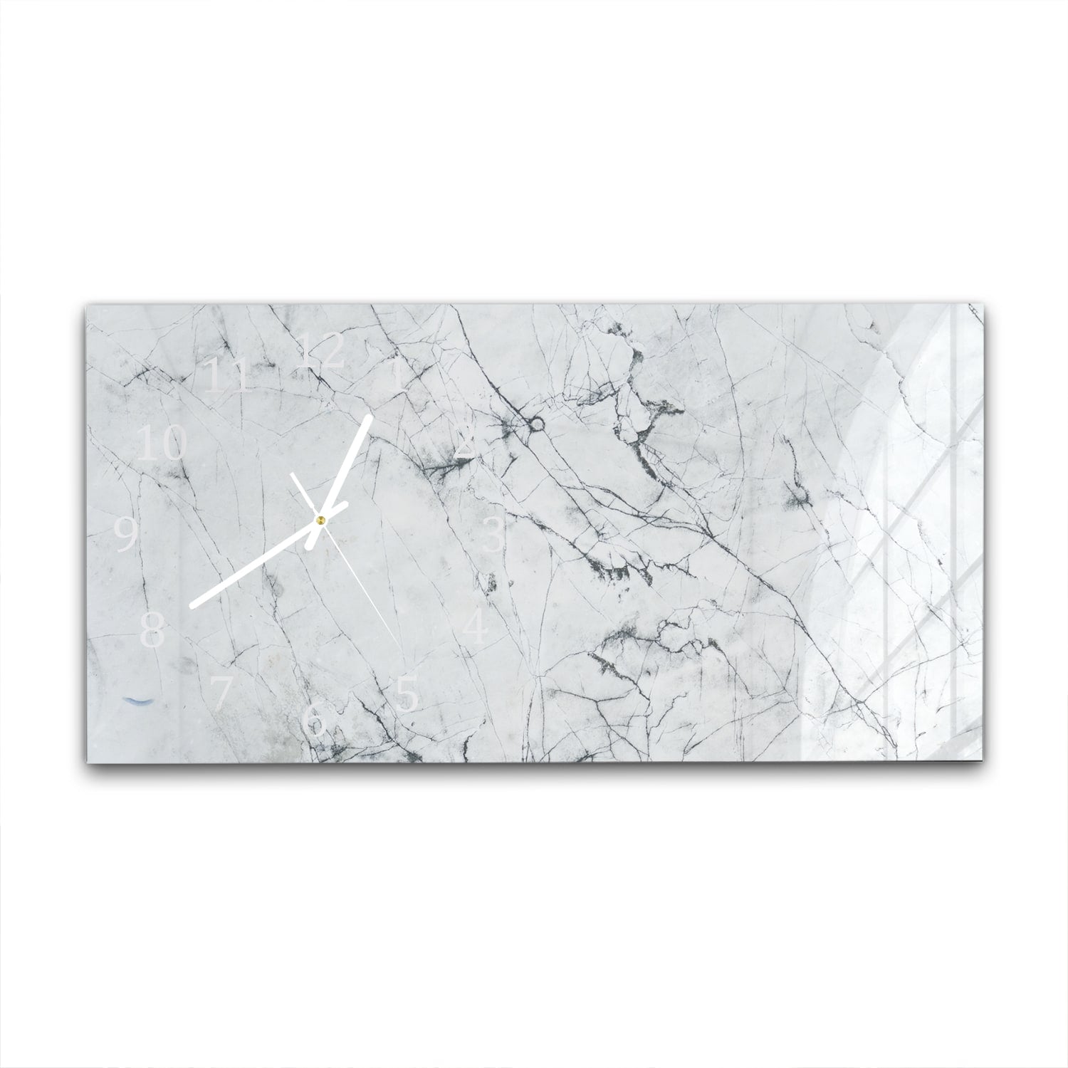 Wanduhr 60x30 - Schwarz-weißer Marmor