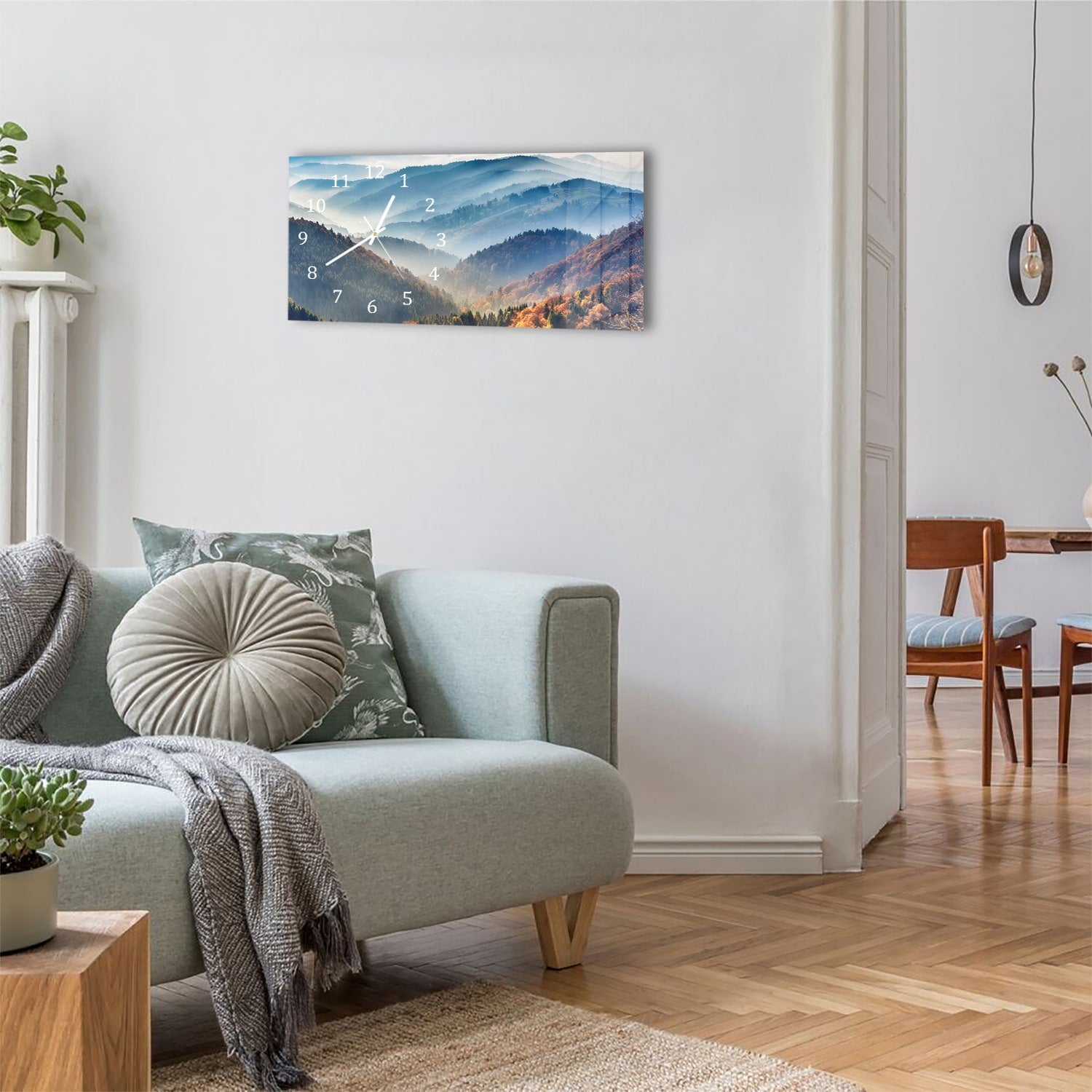 Wanduhr 60x30 - Berglandschaft