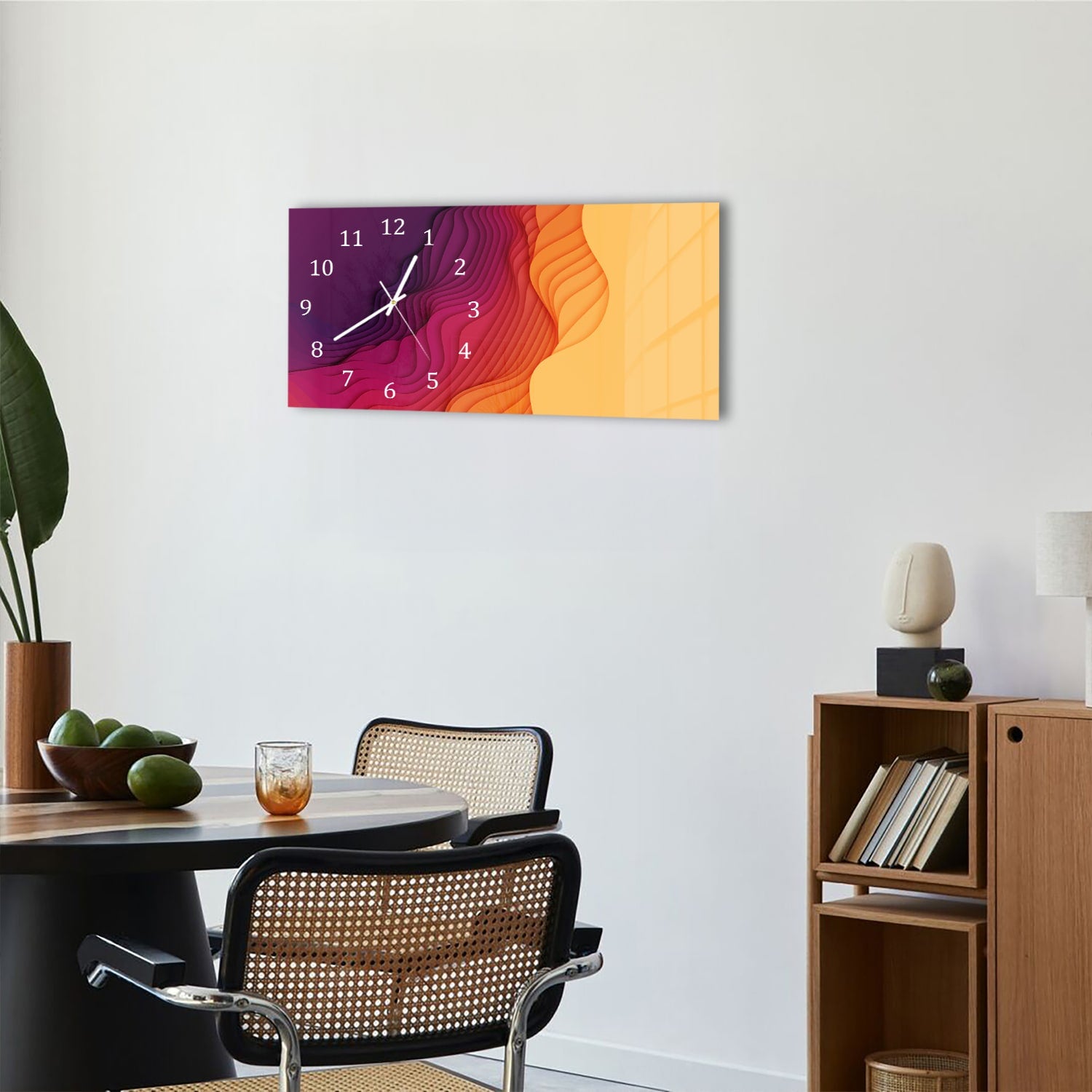 Wanduhr 60x30 - Bunte papiergeschnittene Formen