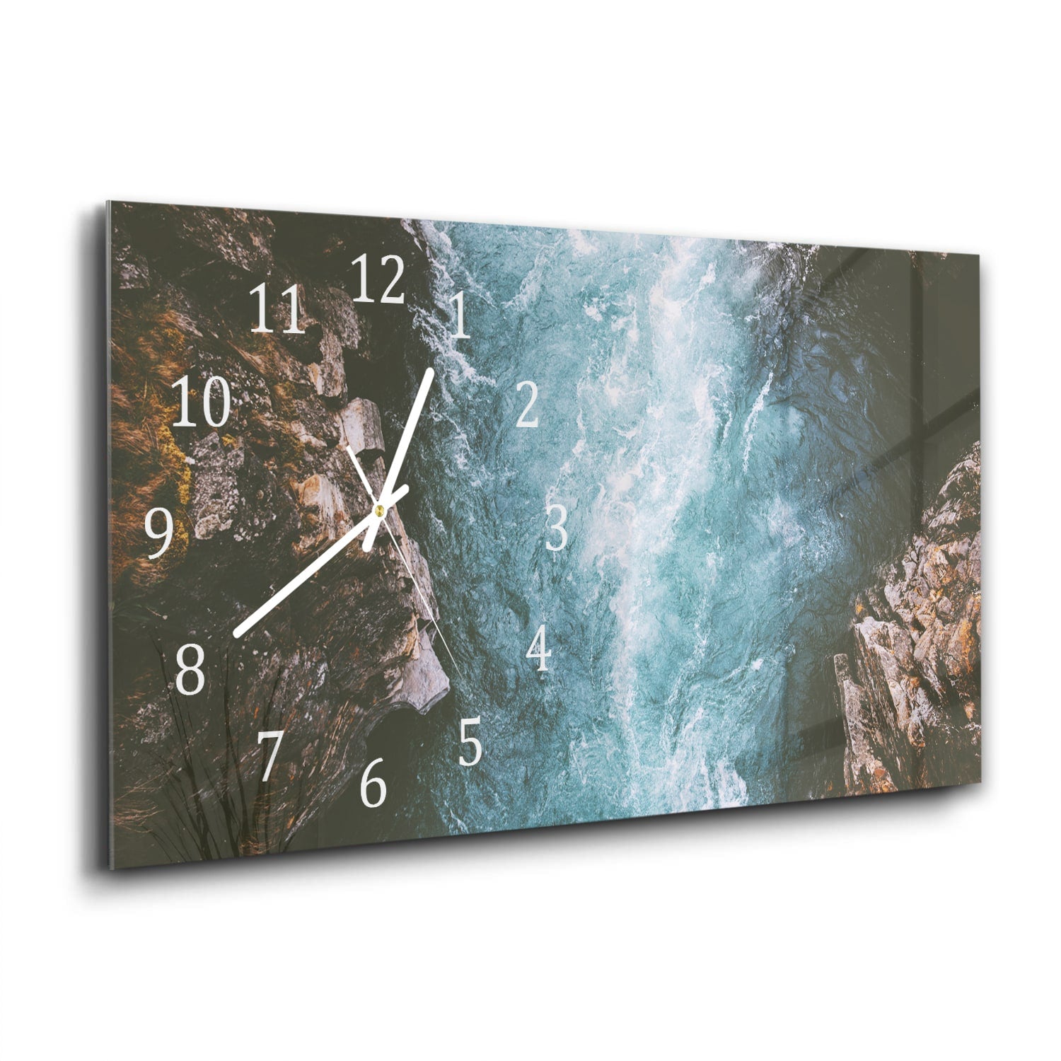 Wanduhr 60x30 - Fluss-Canyon in Schweden
