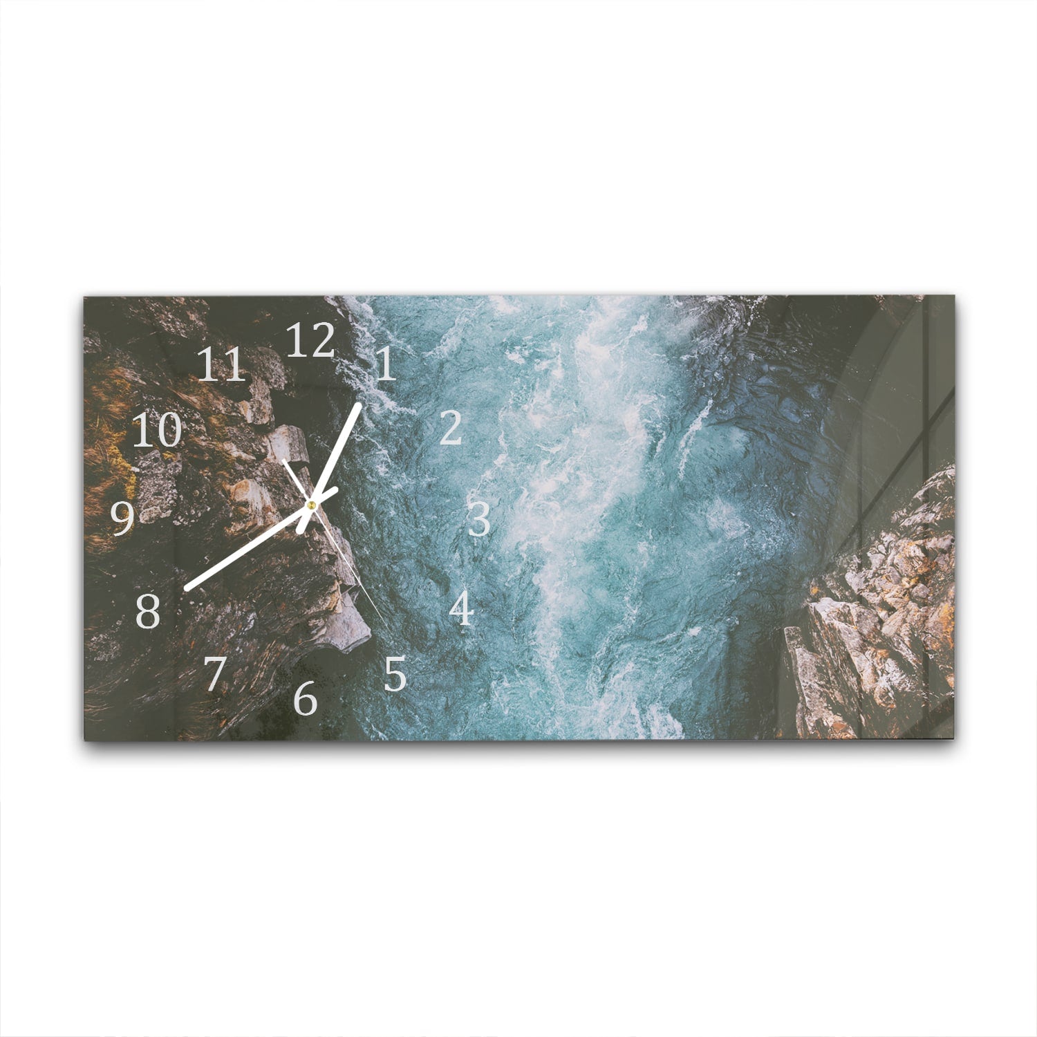 Wanduhr 60x30 - Fluss-Canyon in Schweden