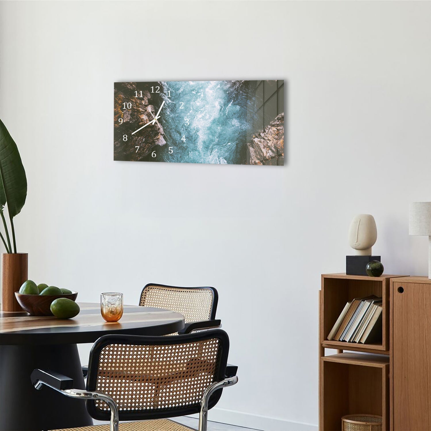 Wanduhr 60x30 - Fluss-Canyon in Schweden