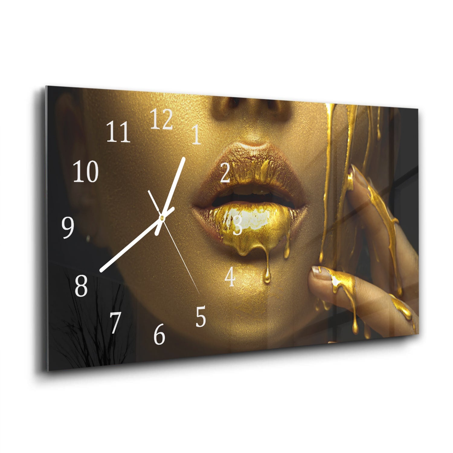 Wanduhr 60x30 - Goldene Farbe auf Gesicht