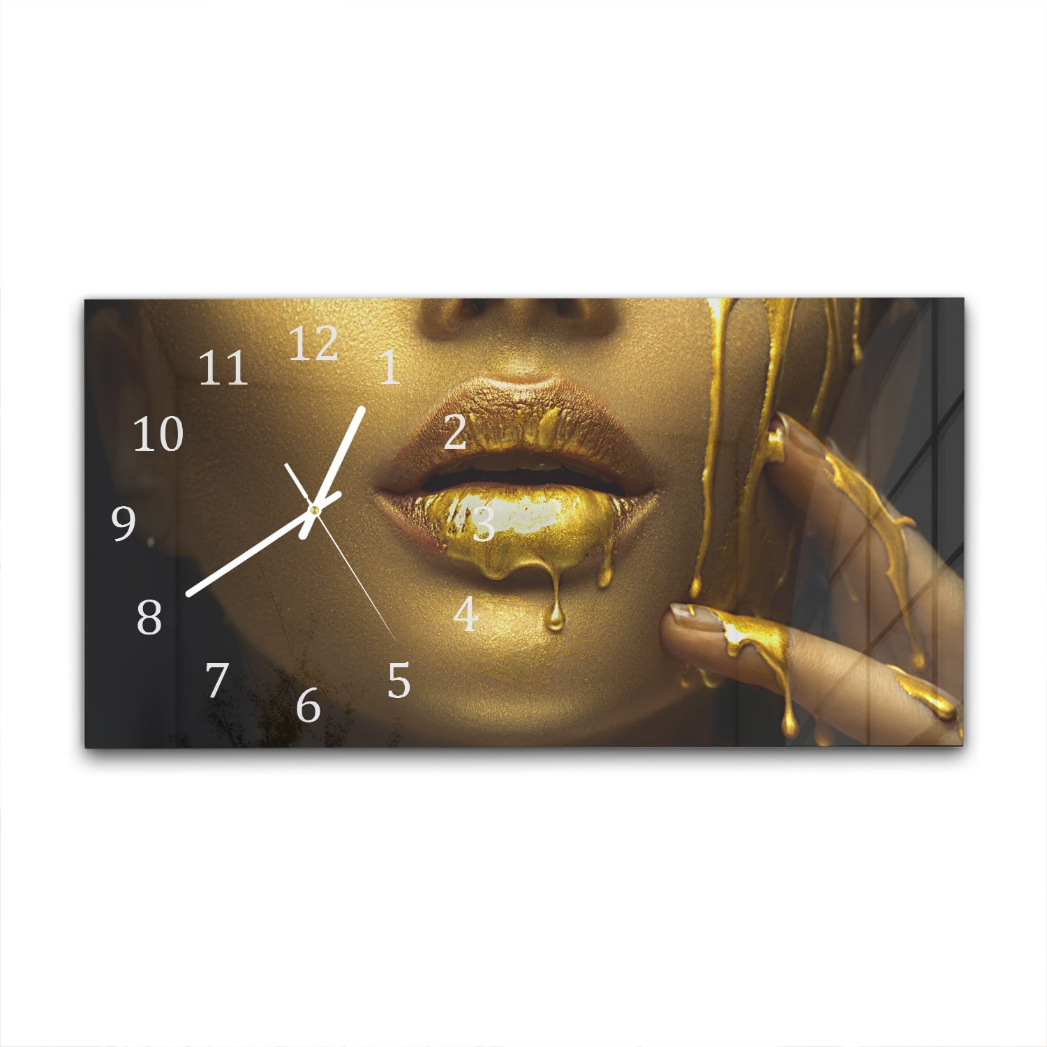 Wanduhr 60x30 - Goldene Farbe auf Gesicht