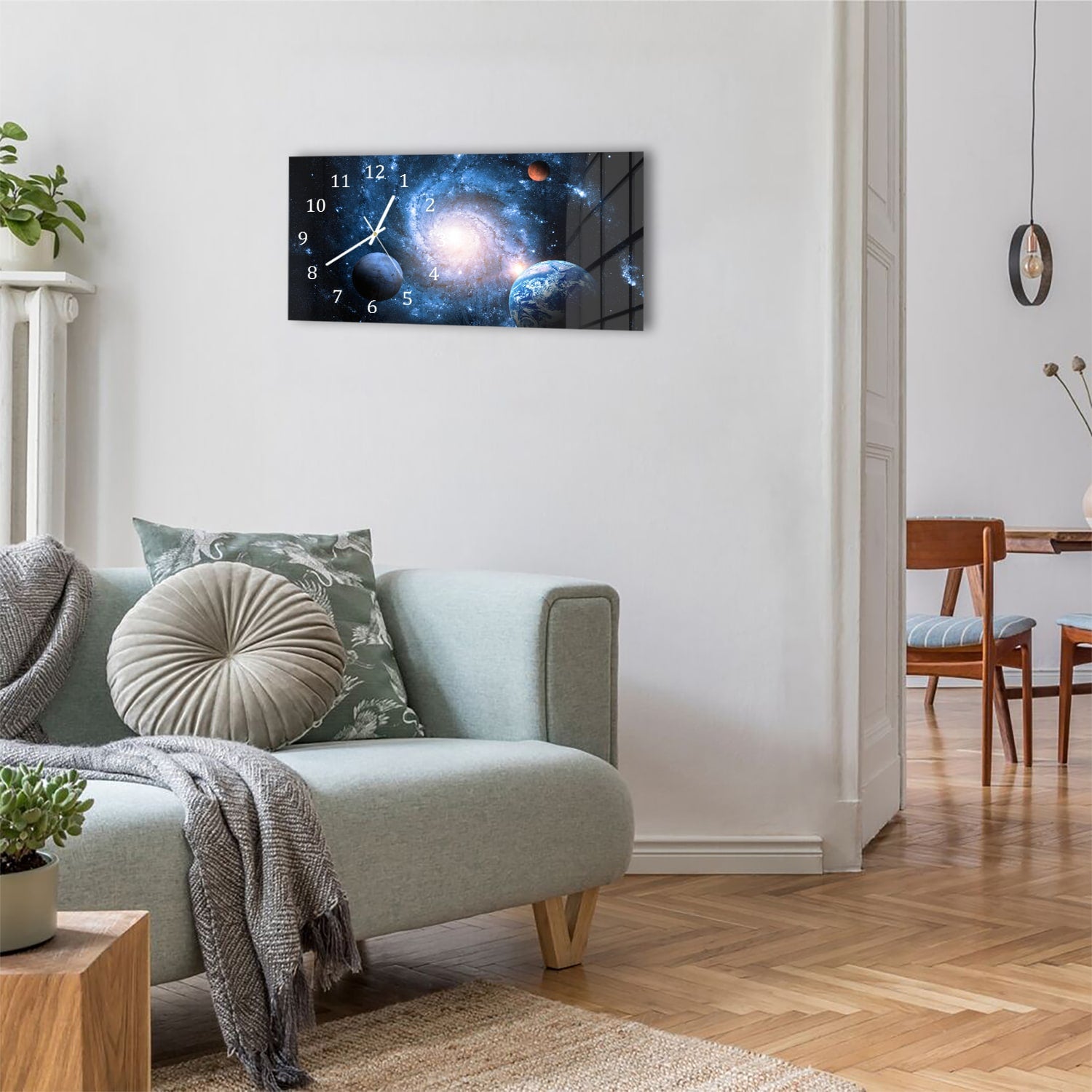 Wanduhr 60x30 - Planeten des Sonnensystems