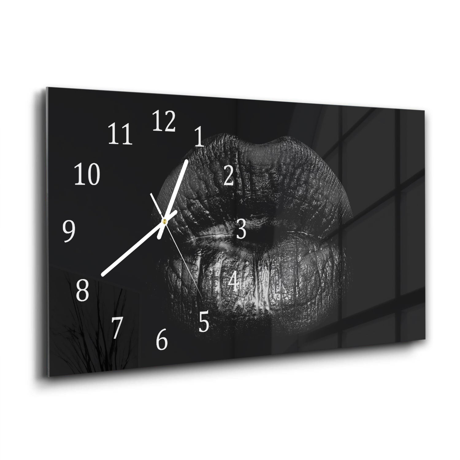 Wanduhr 60x30 - Schwarze Lippen