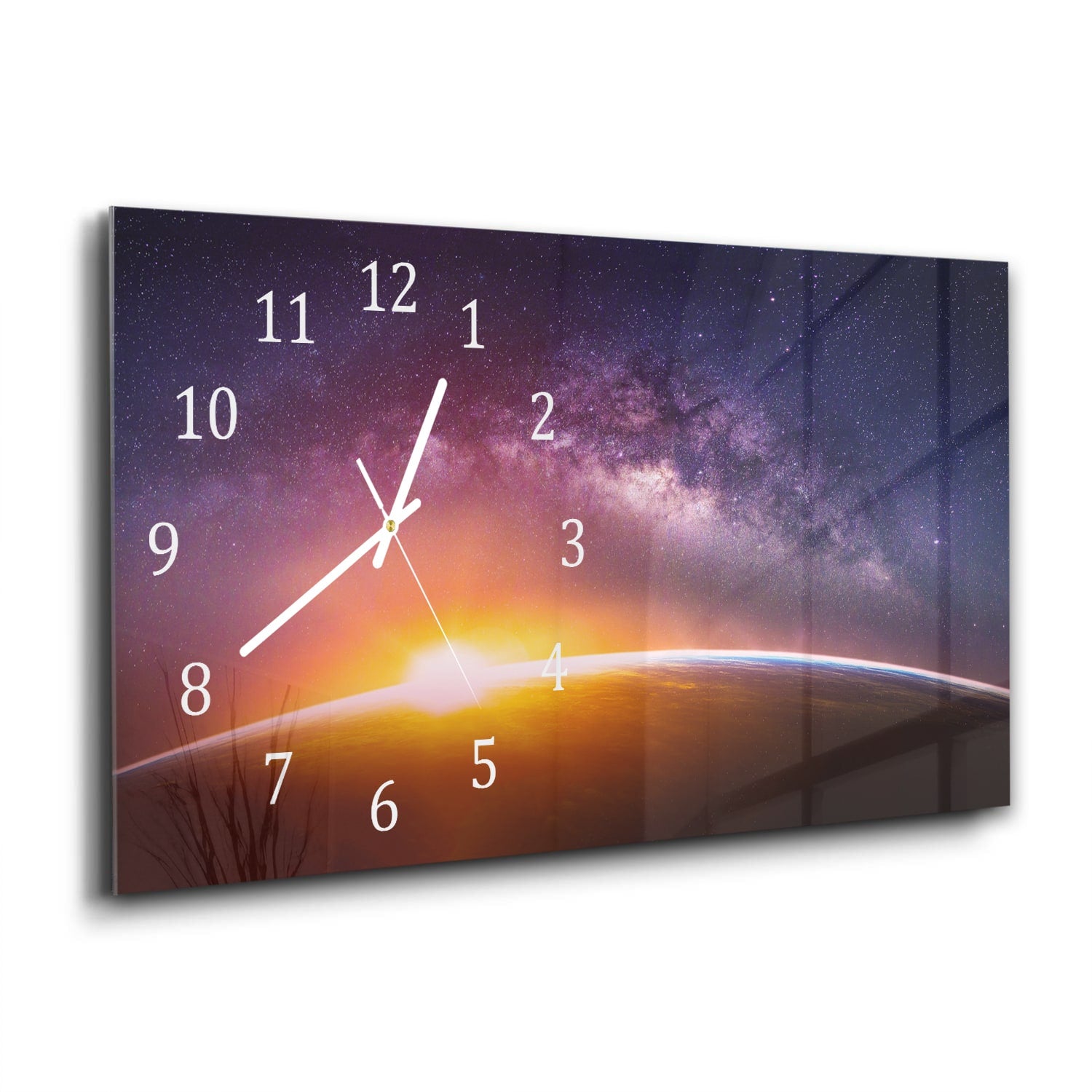 Wanduhr 60x30 - Landschaft mit Milchstraße