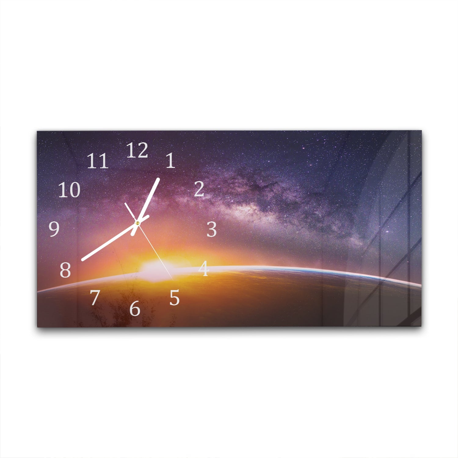 Wanduhr 60x30 - Landschaft mit Milchstraße