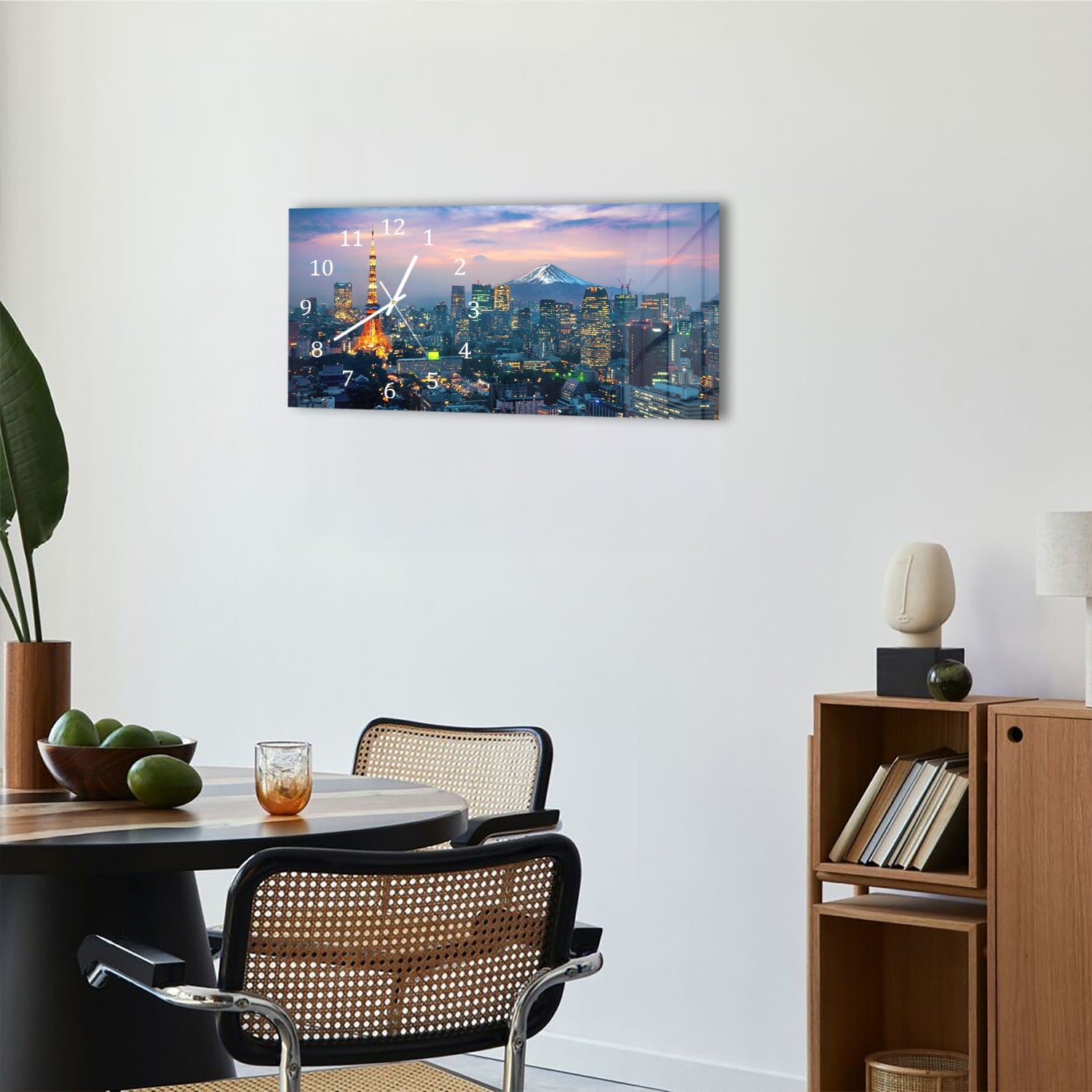 Wanduhr 60x30 - Tokio mit dem Fuji-Berg