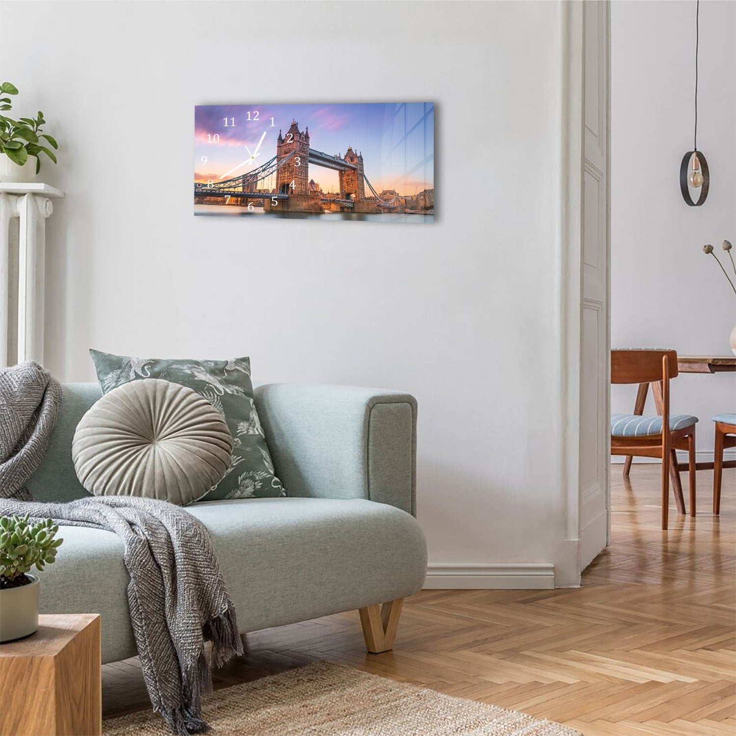 Wanduhr 60x30 - Tower Bridge bei Sonnenuntergang