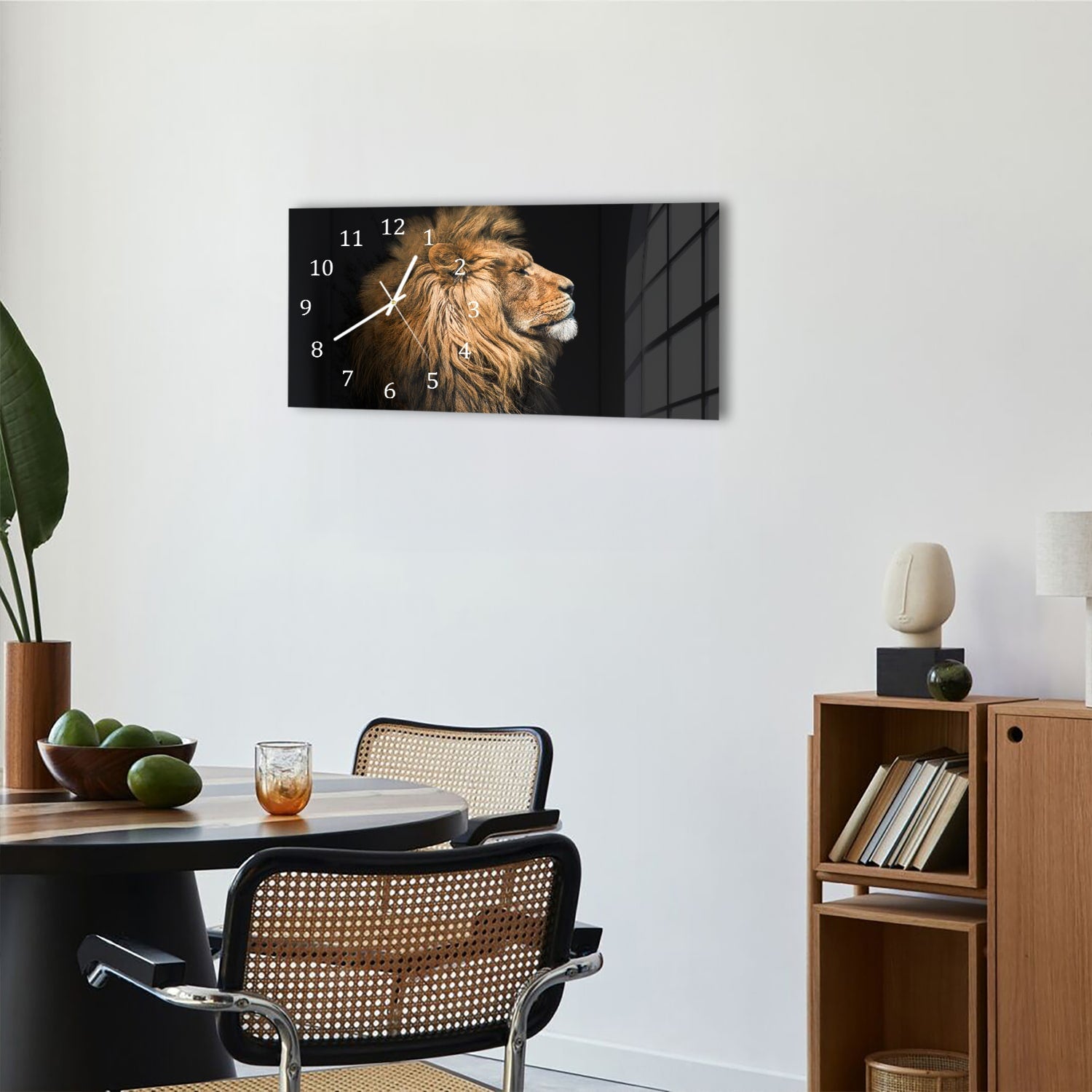 Wanduhr 60x30 - Löwe von der Seite