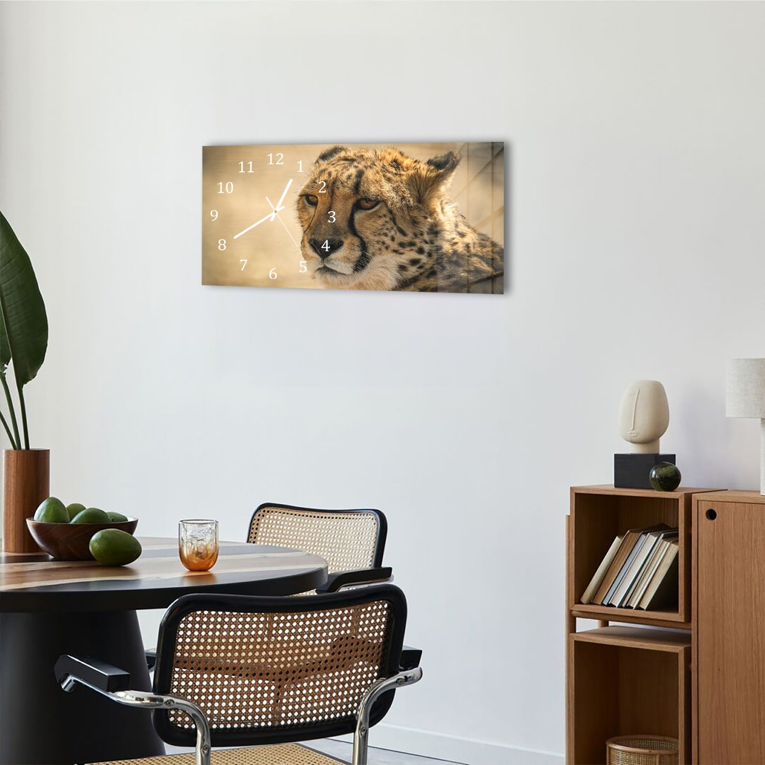 Wanduhr 60x30 - Gepard Nahaufnahme