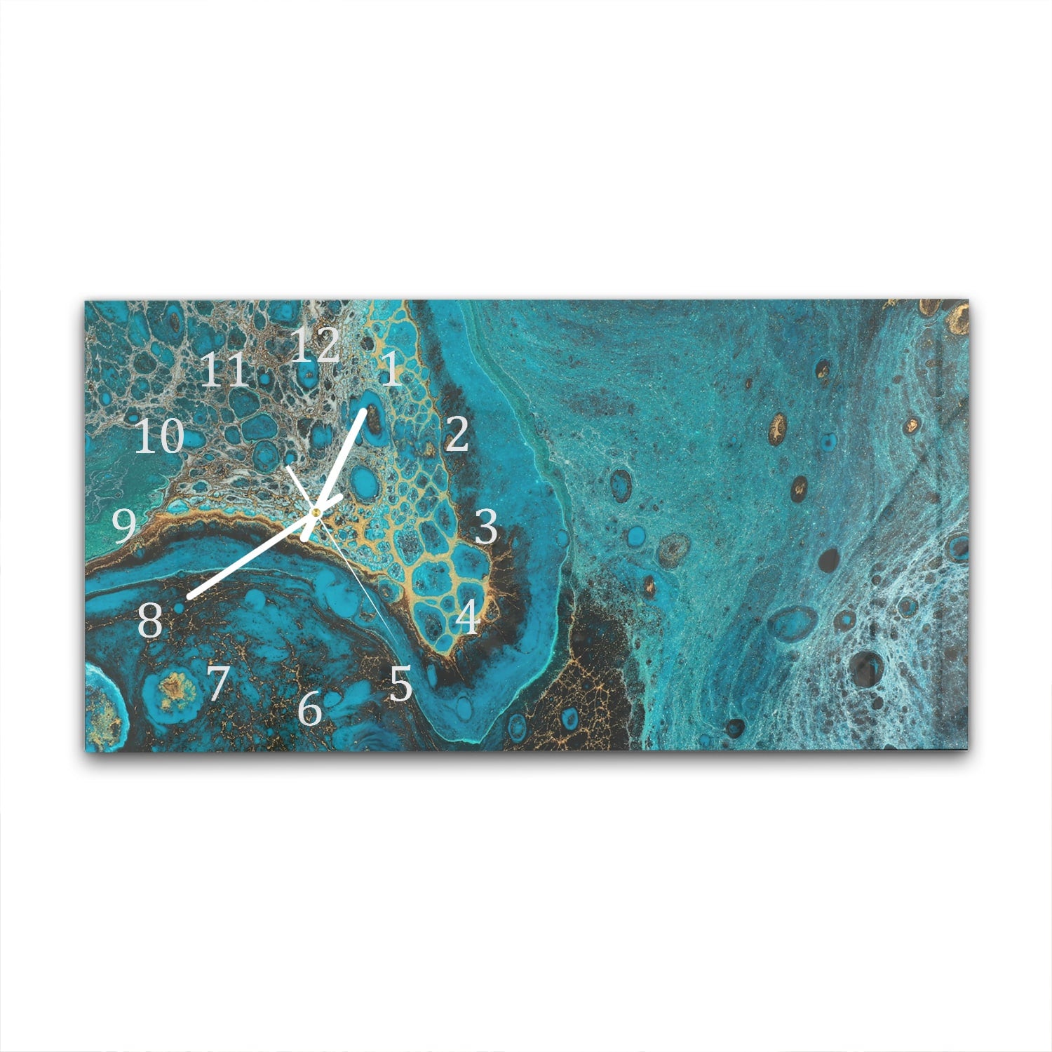 Wanduhr 60x30 - Blauer Marmoreffekt