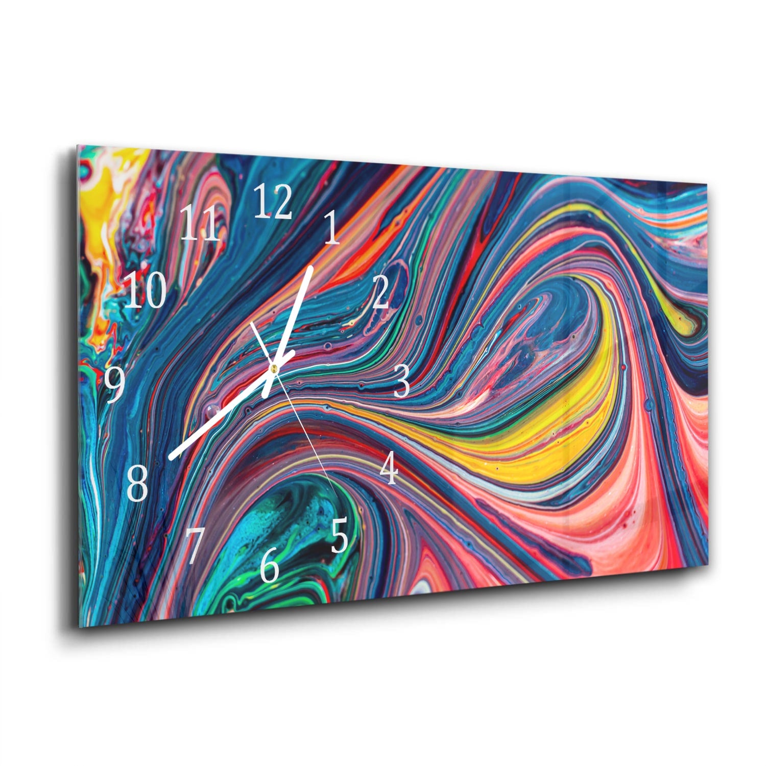Wanduhr 60x30 - Bunte Acrylfarbe