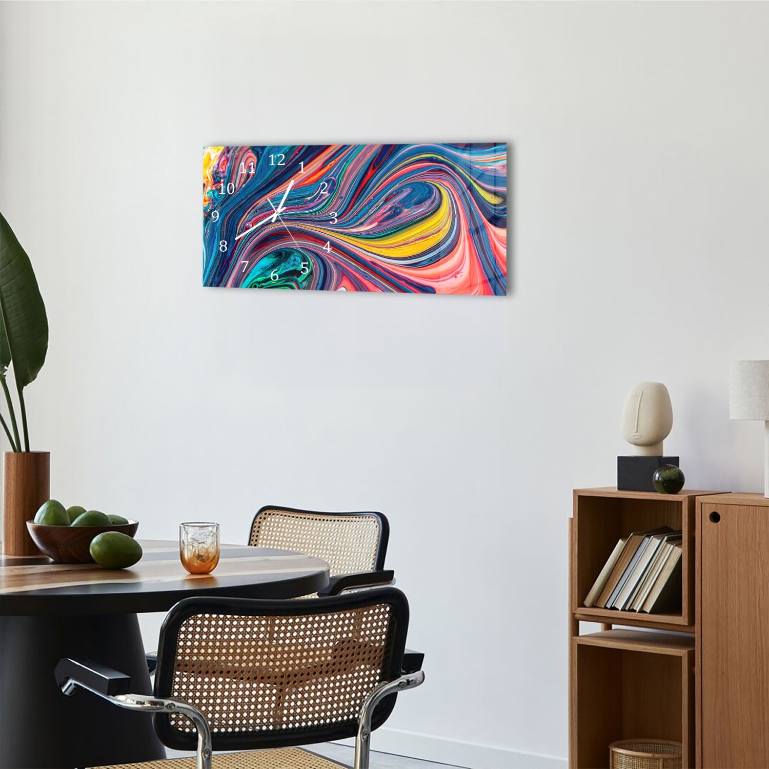 Wanduhr 60x30 - Bunte Acrylfarbe