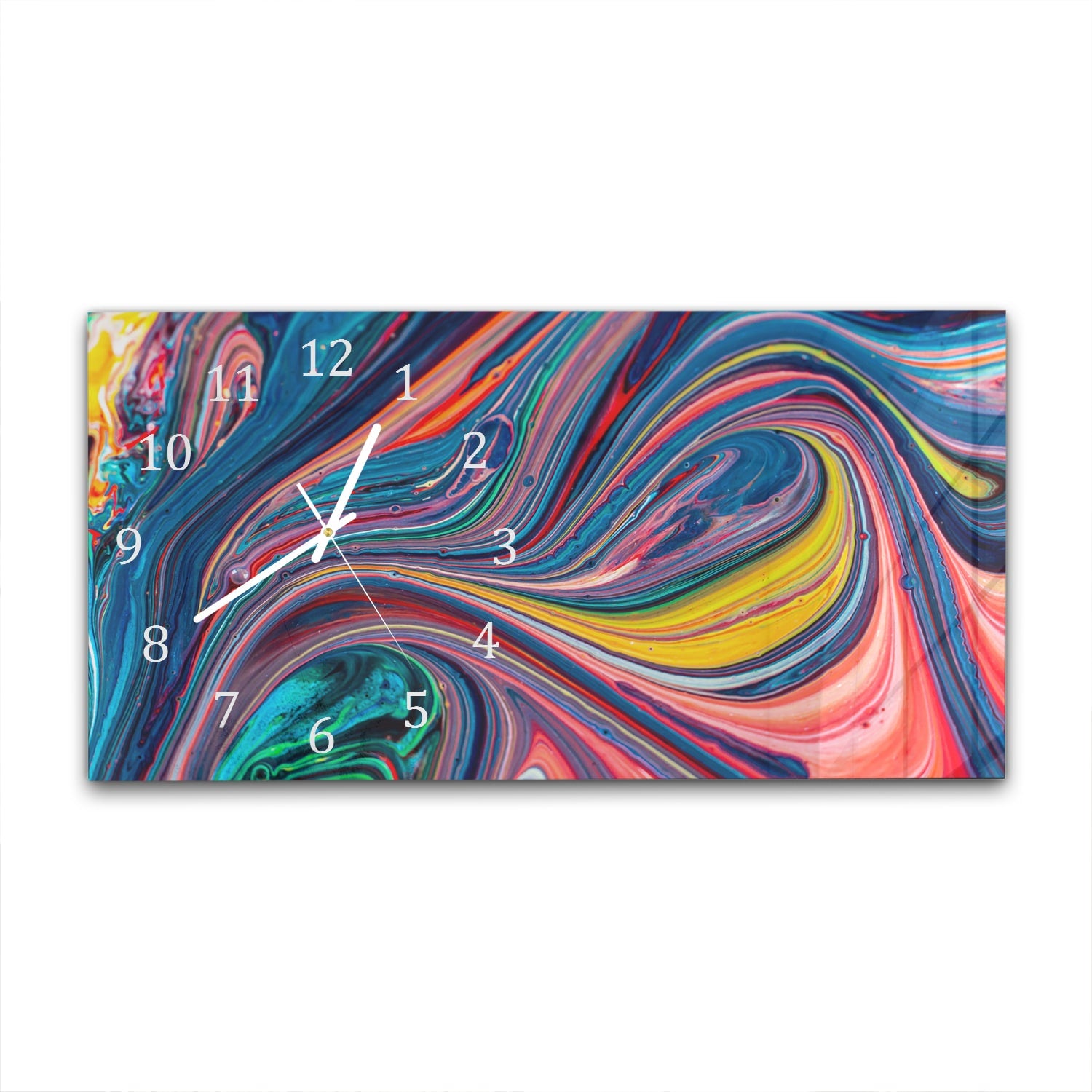 Wanduhr 60x30 - Bunte Acrylfarbe