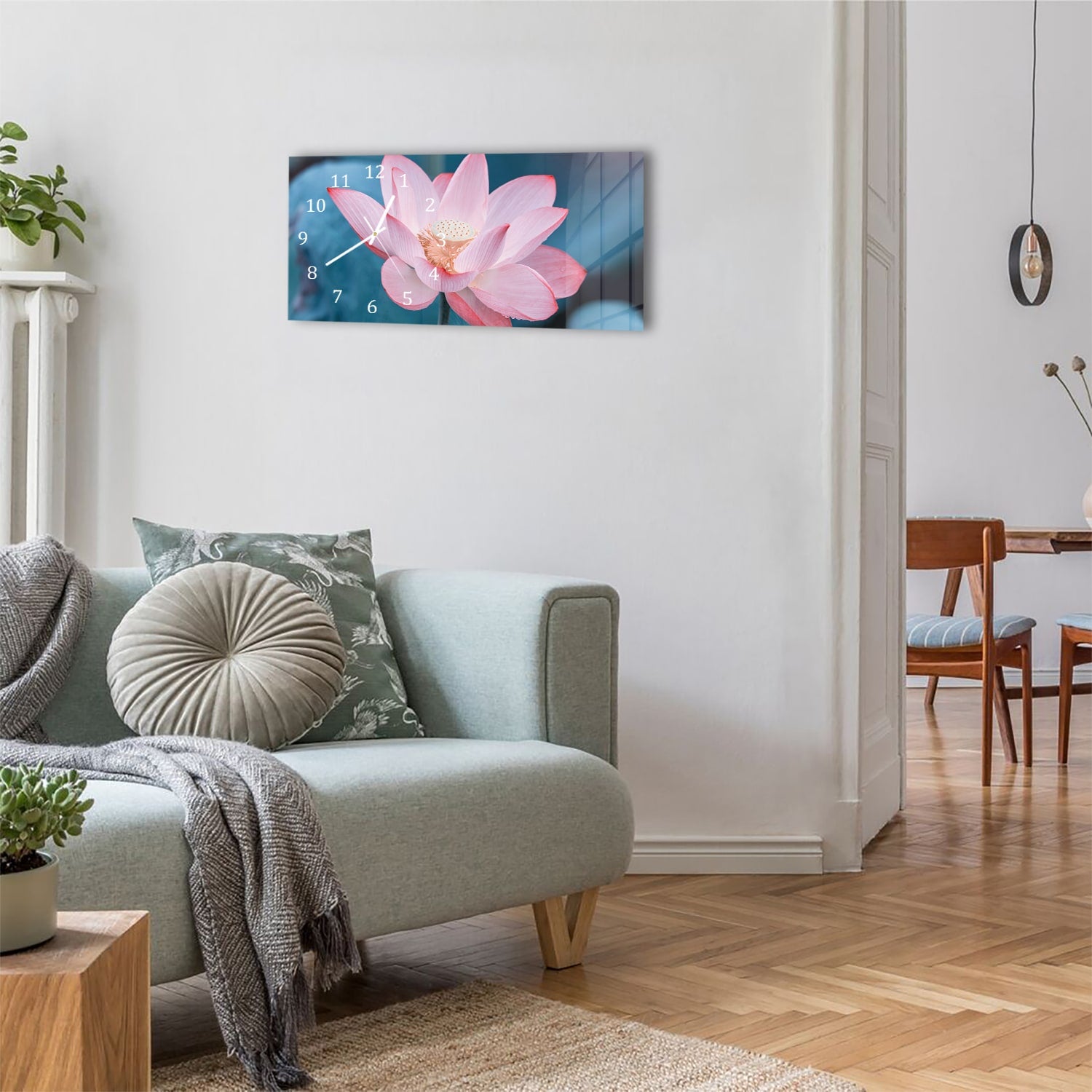 Wanduhr 60x30 - Lotusblume