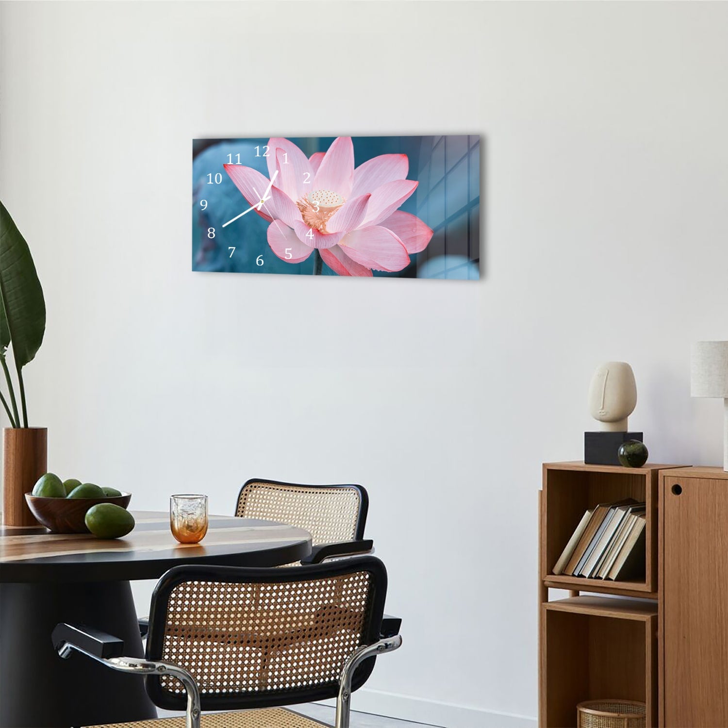 Wanduhr 60x30 - Lotusblume