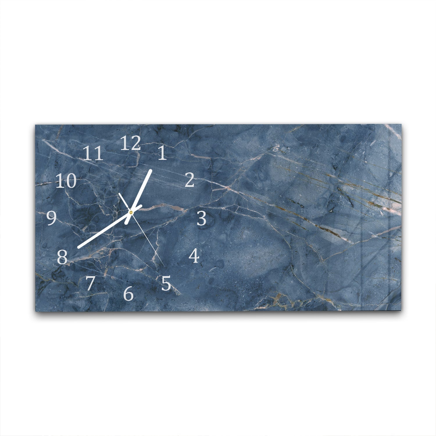 Wanduhr 60x30 - Ozeanblauer Marmor