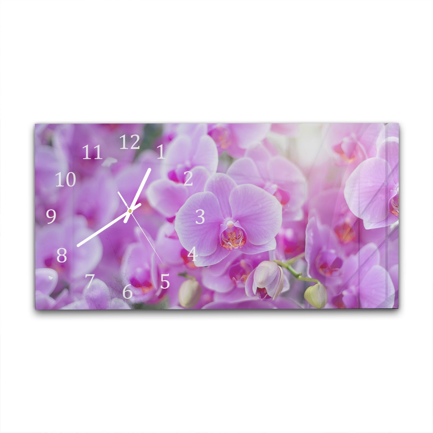 Wanduhr 60x30 - Strahlende Orchideen