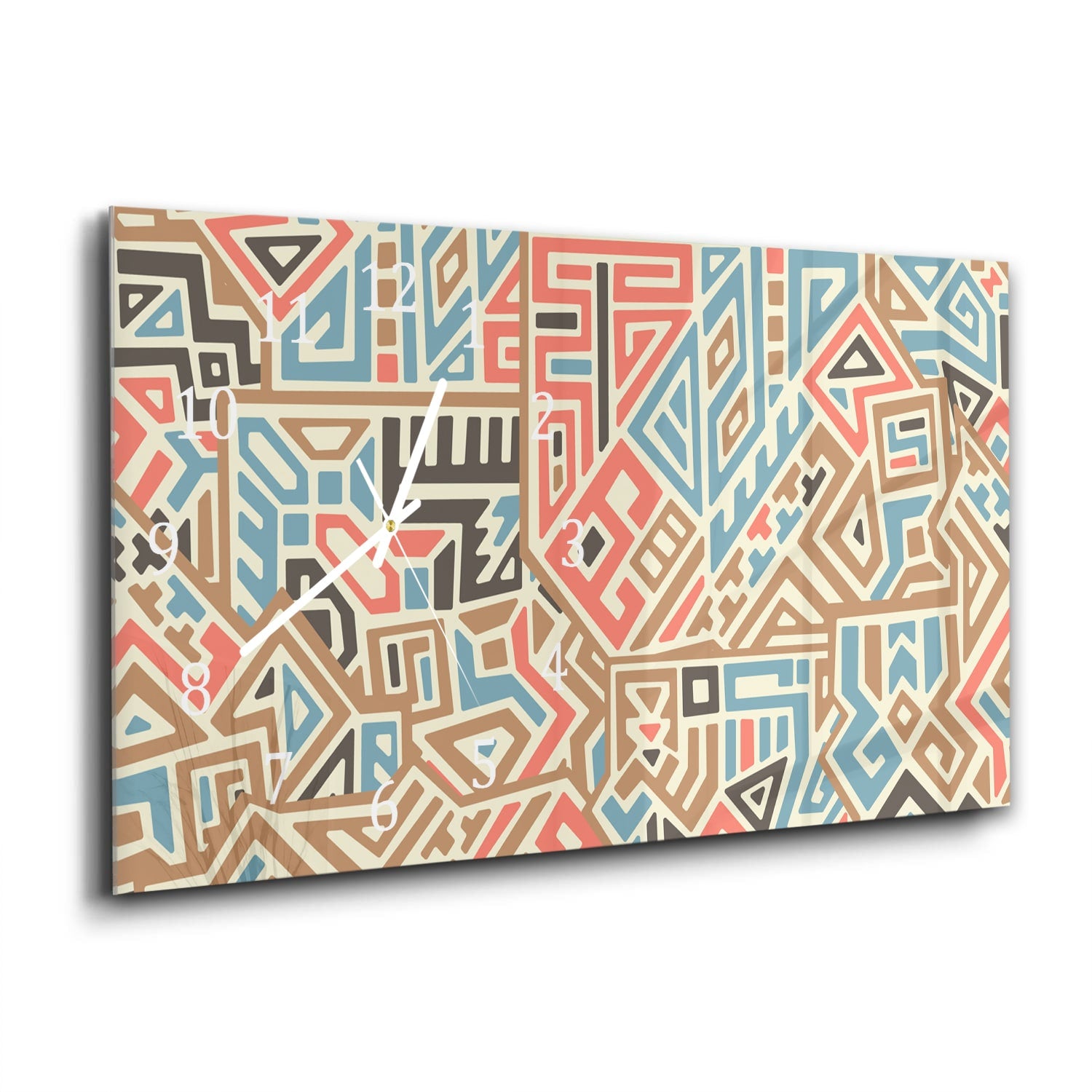 Wanduhr 60x30 - Buntes ethnisches Muster